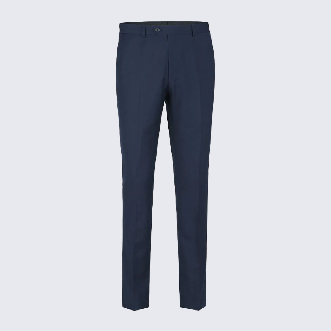 Men's Blue Classic Fit Pants- Unhemmed