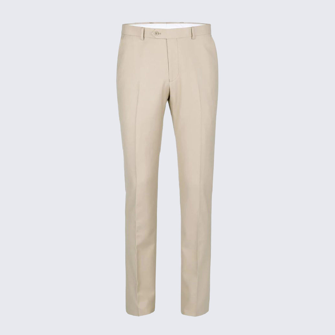 Men's Beige Slim Fit Pants - Unhemmed