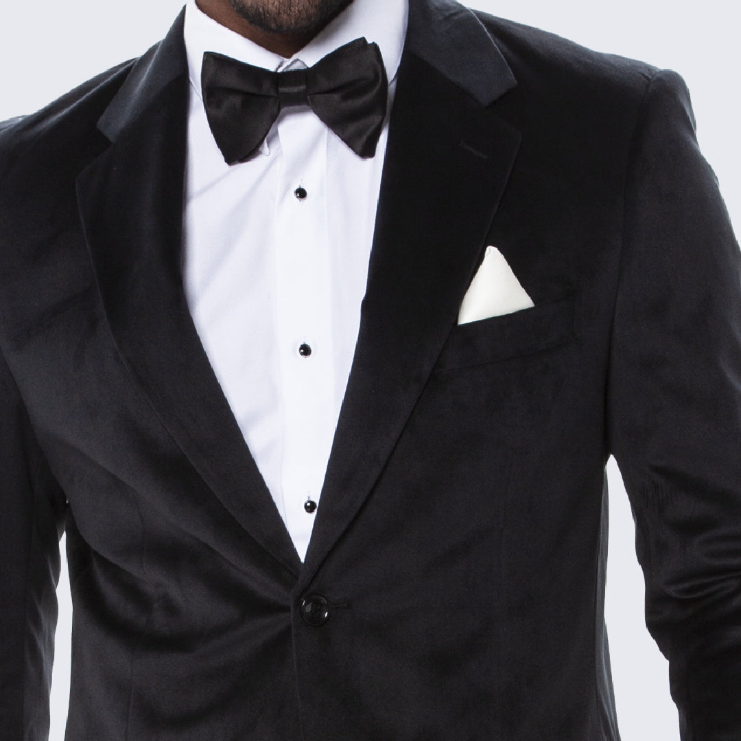 [DISCOUNTED] Black Velvet Blazer with Notch Lapel by Stacy Adams - Limited Sizes