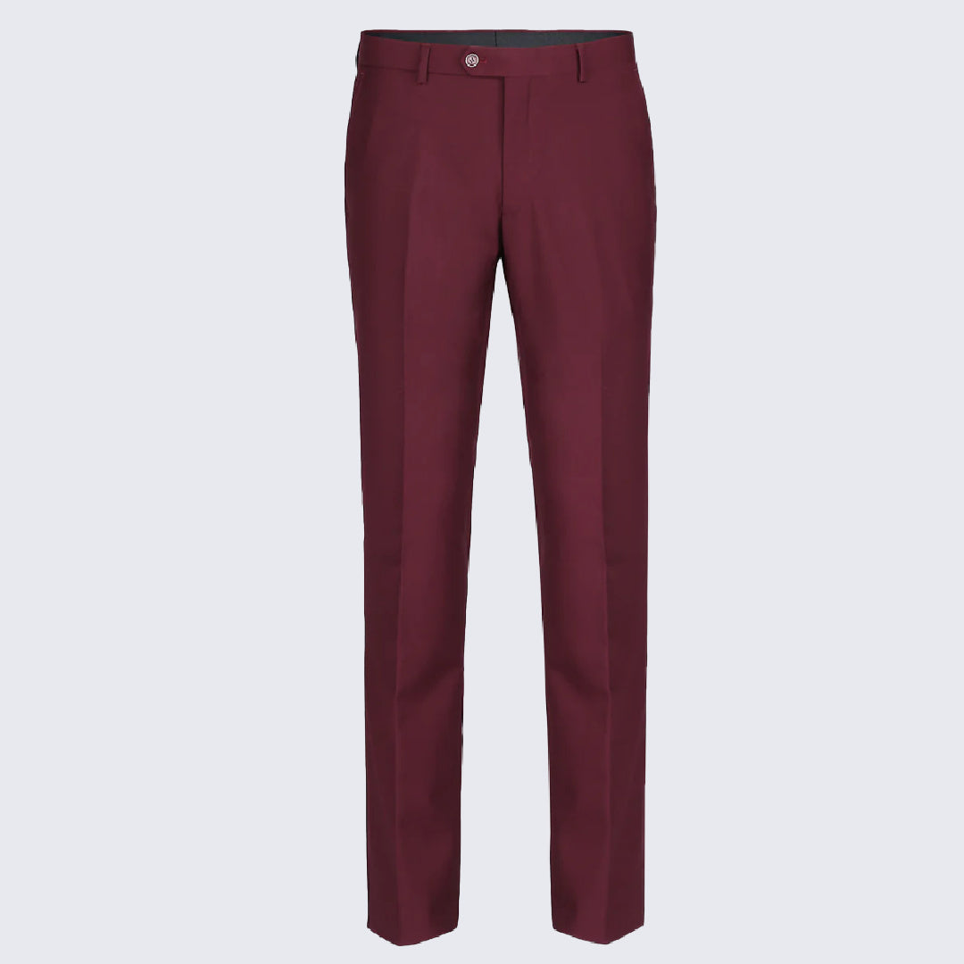Men's Burgundy Slim Pants- Unhemmed