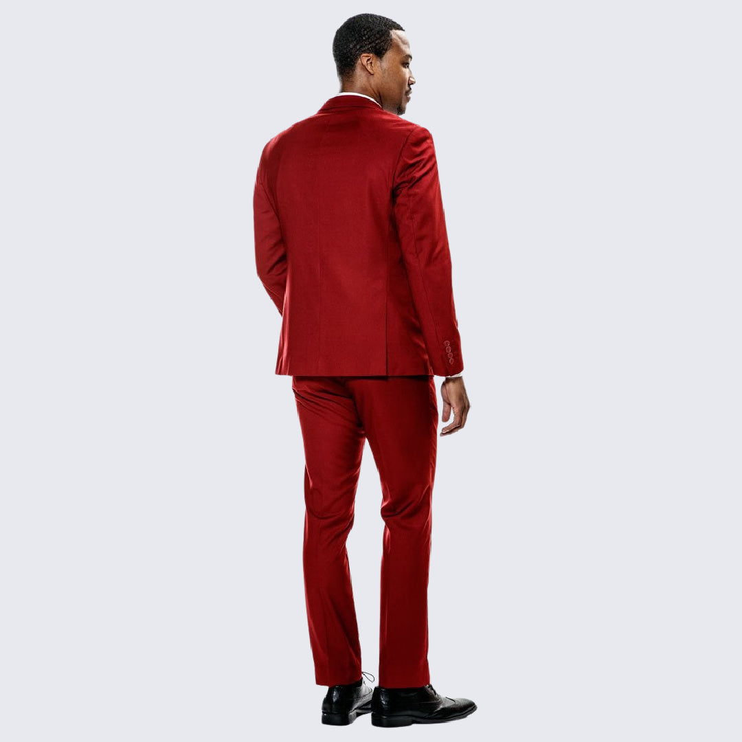 [DISCOUNTED] Red Skinny Fit Suit Three Piece Set - Limited Sizes