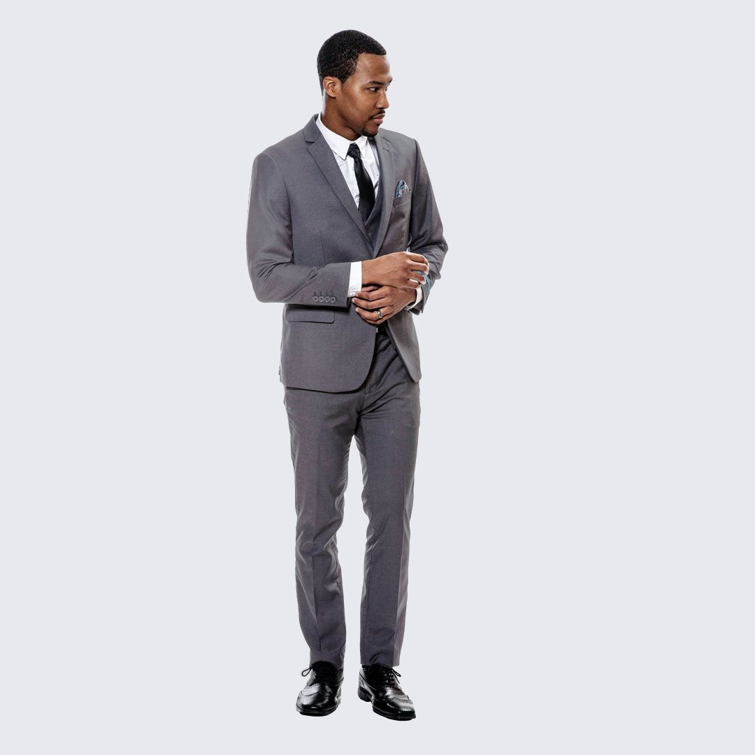 [DISCOUNTED] Grey Skinny Fit Suit Three Piece Set - Limited Sizes