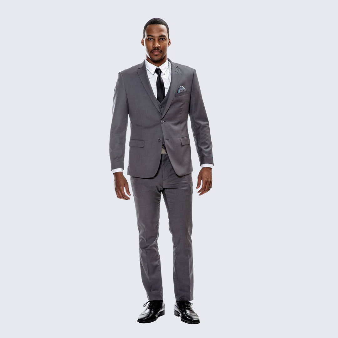 [DISCOUNTED] Grey Skinny Fit Suit Three Piece Set - Limited Sizes
