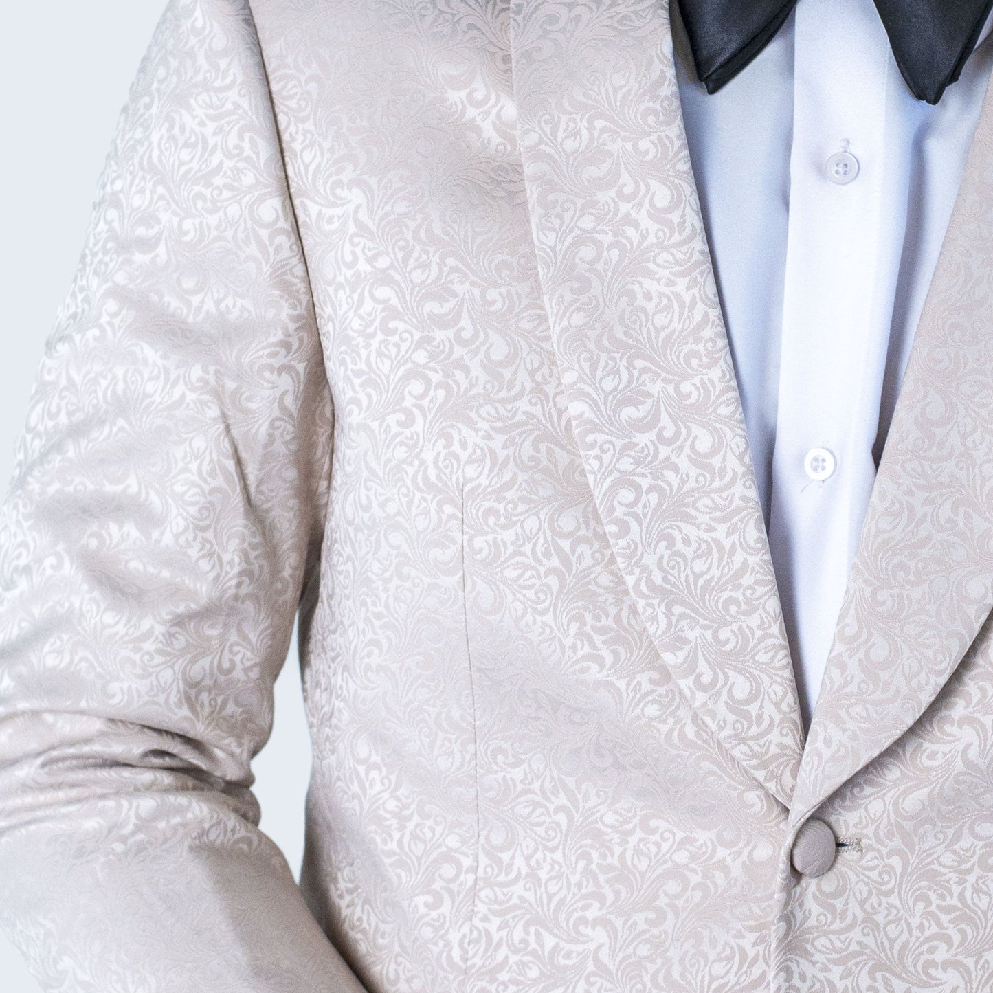 Light Beige Paisley Tuxedo Jacket with Shawl Lapel – Wedding & Prom
