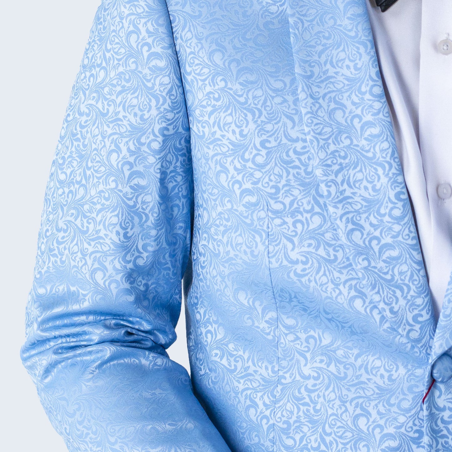 Light Blue Paisley Tuxedo Jacket with Shawl Lapel – Wedding & Prom