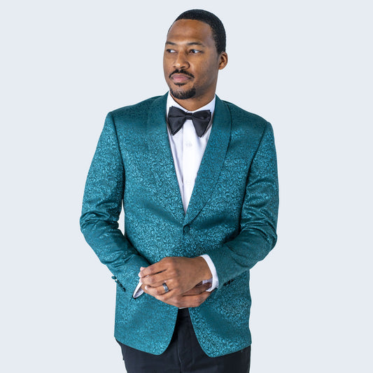 Green Paisley Tuxedo Jacket with Shawl Lapel – Wedding & Prom