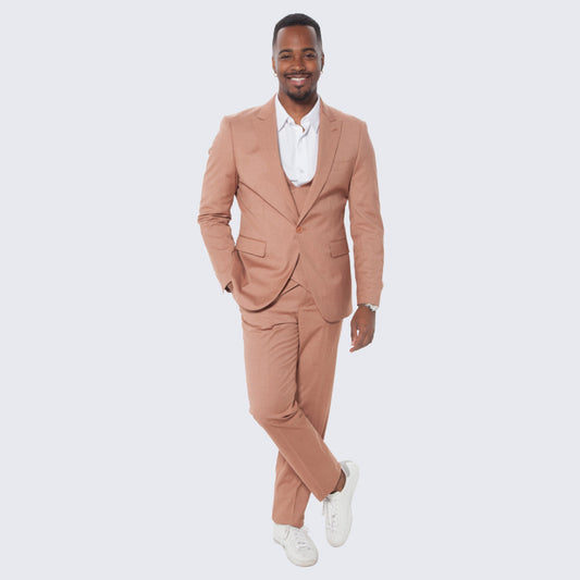 [DISCOUNTED] Peach Slim Fit Suit With Double Breasted Vest - Limited Sizes