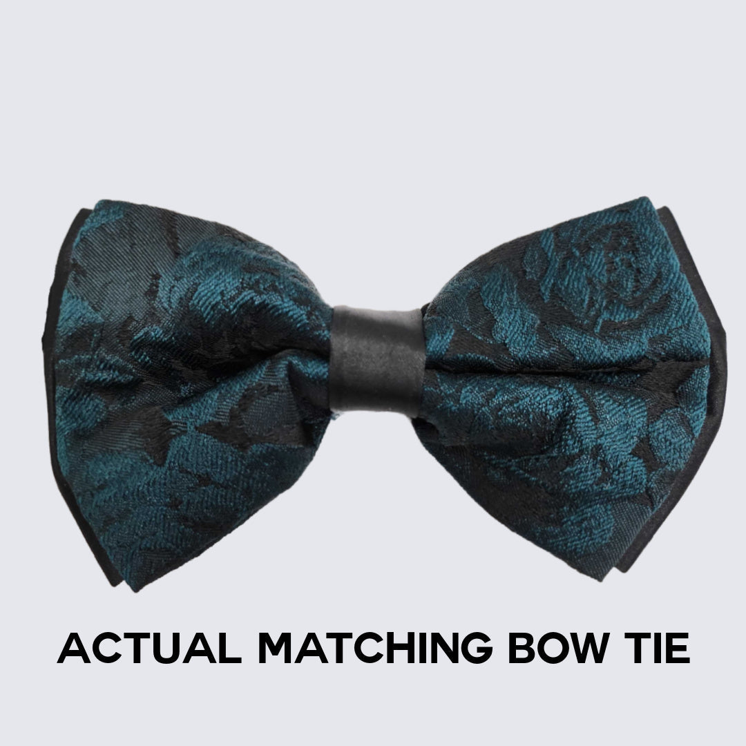 [DISCOUNTED] Hunter Green Tuxedo with Floral Design Four Piece Set - Limited Sizes