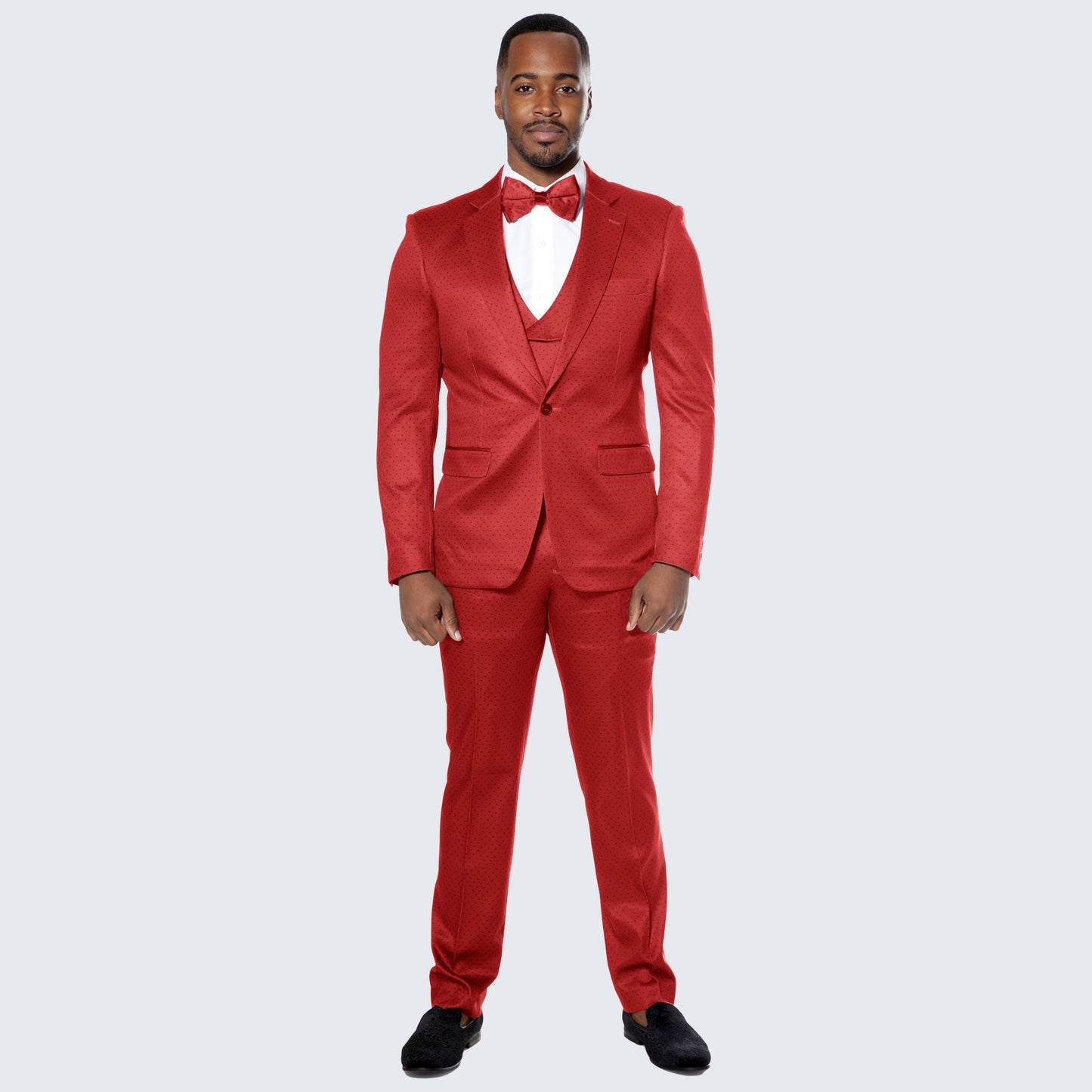 Red Polka Dot Tuxedo 3-Piece Set – Wedding & Prom