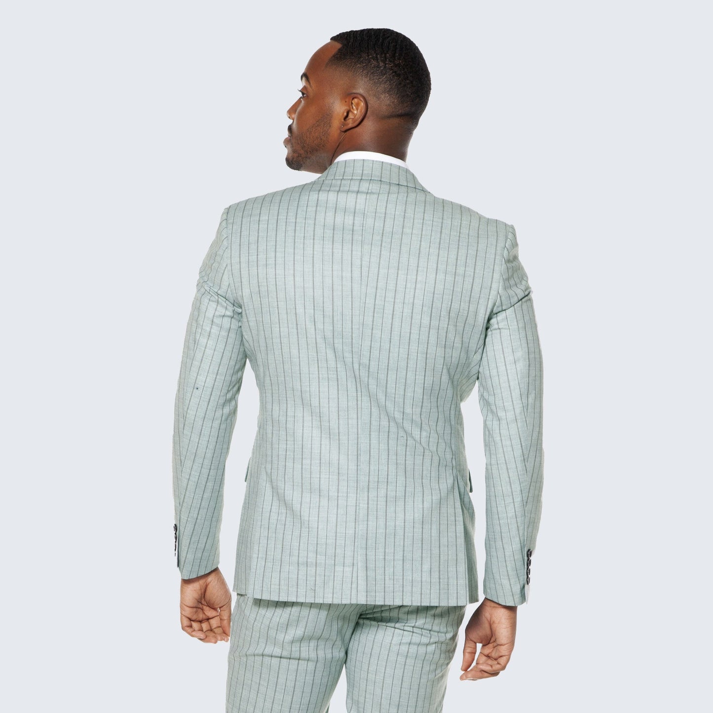 [DISCOUNTED] Mint Grey Suit with Pinstripes Three Piece Set - Limited Sizes