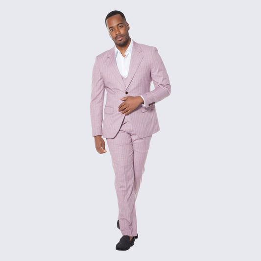 [DISCOUNTED] Dusty Rose Suit with Pinstripes Three Piece Set - Limited Sizes