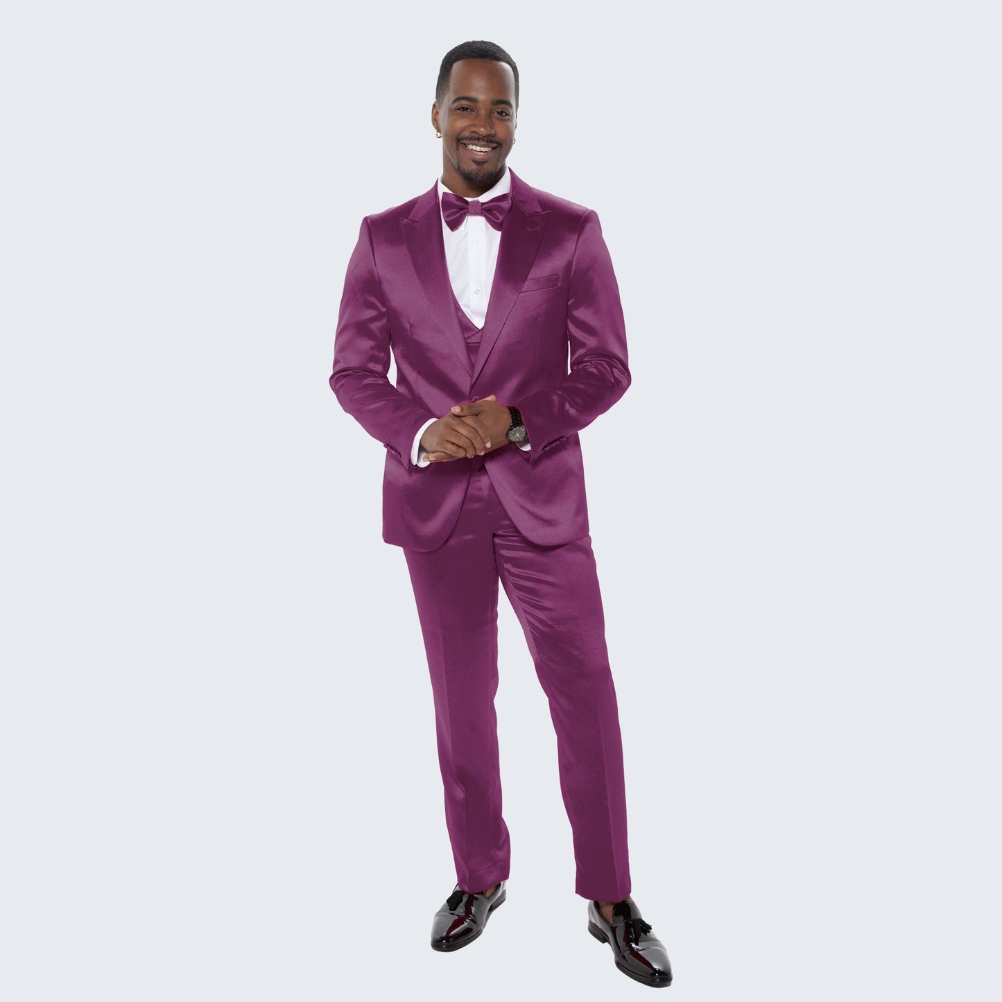 Purple Satin Tuxedo Four Piece Set - Wedding - Prom