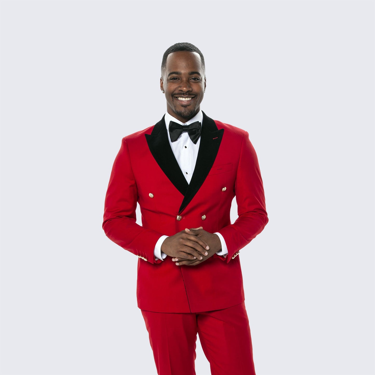Red Double Breasted Tuxedo with Velvet Peak Lapel - Wedding - Prom