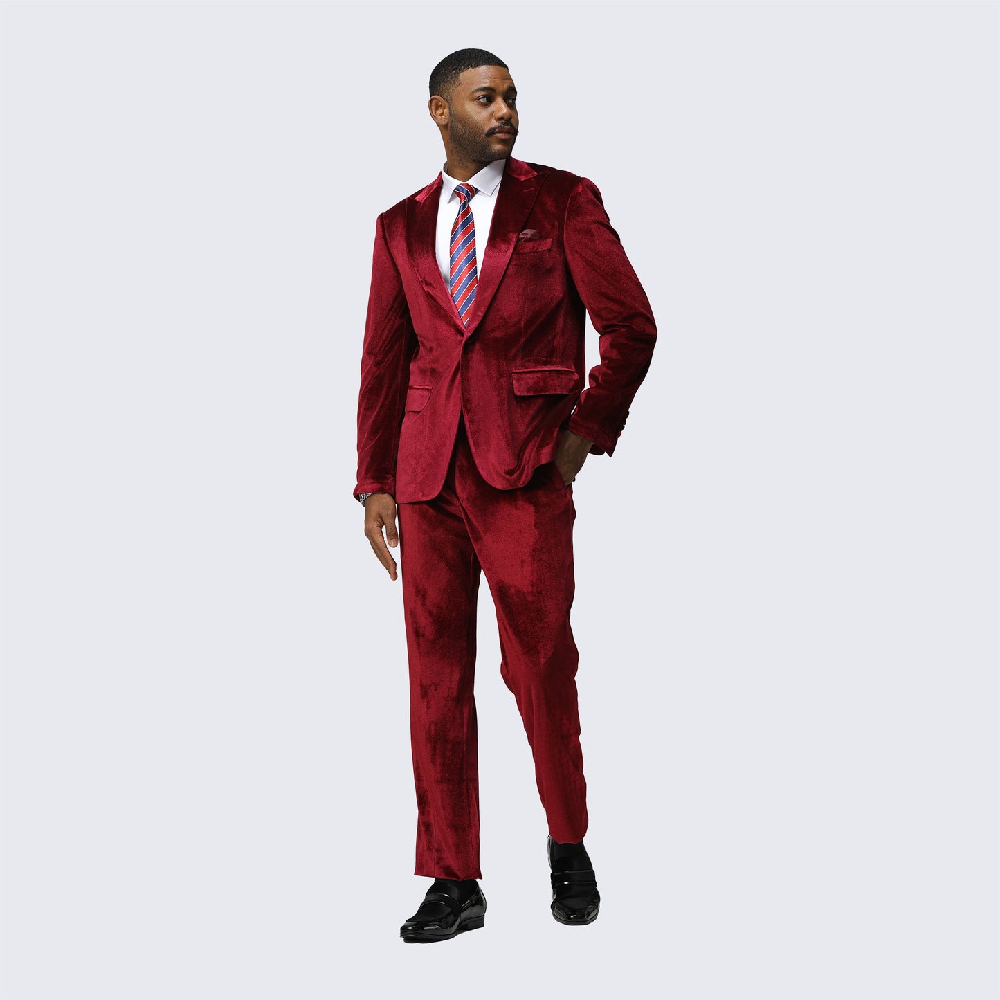 Burgundy Velvet Tuxedo Two Piece Set  - Wedding - Prom