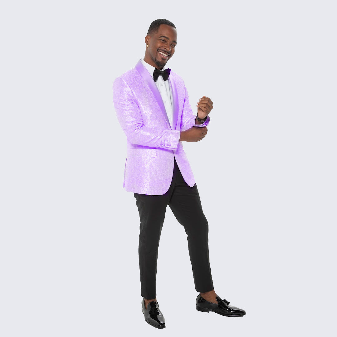 [DISCOUNTED] Lavender Paisley Tuxedo Jacket Slim Fit - Limited Sizes