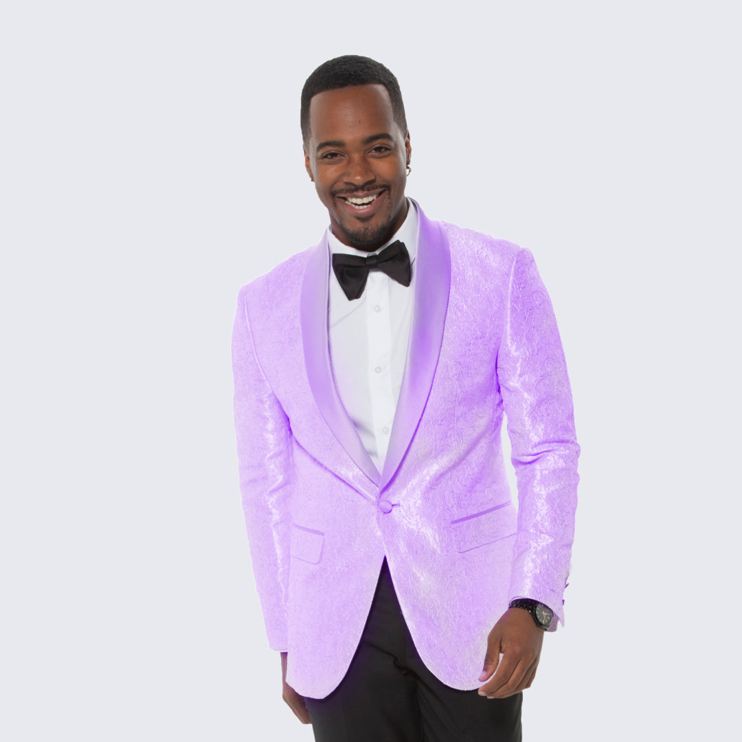 [DISCOUNTED] Lavender Paisley Tuxedo Jacket Slim Fit - Limited Sizes