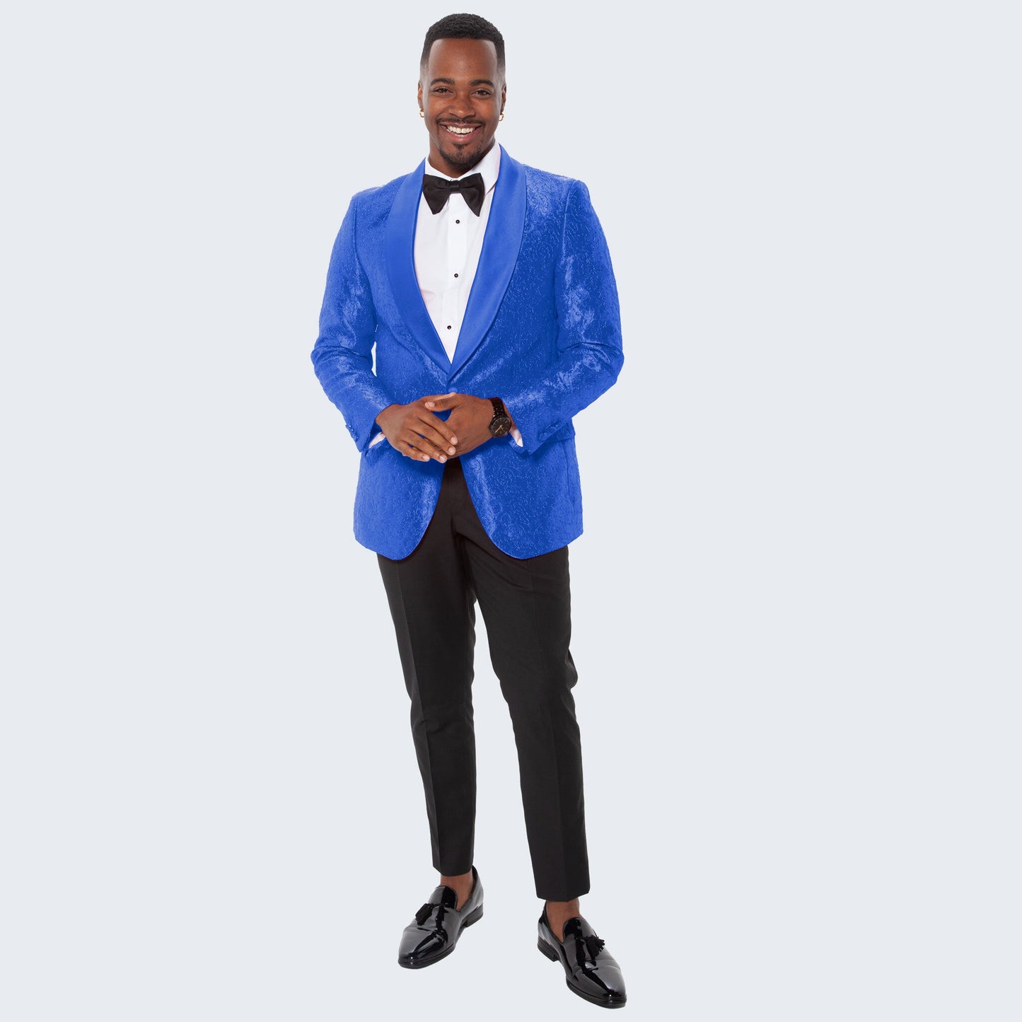 [DISCOUNTED] Royal Blue Paisley Tuxedo Jacket Slim Fit - Limited Sizes