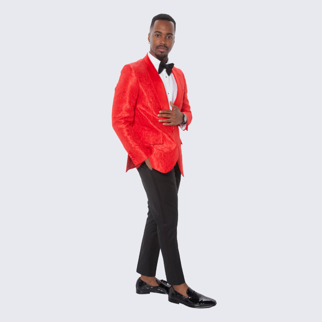 [DISCOUNTED] Red Paisley Tuxedo Jacket Slim Fit - Limited Sizes