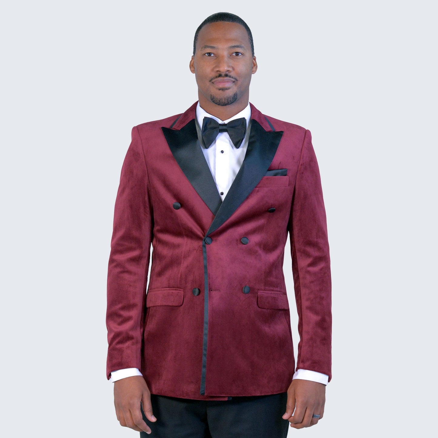 Burgundy Velvet Tuxedo Jacket Double Breasted- Wedding - Prom