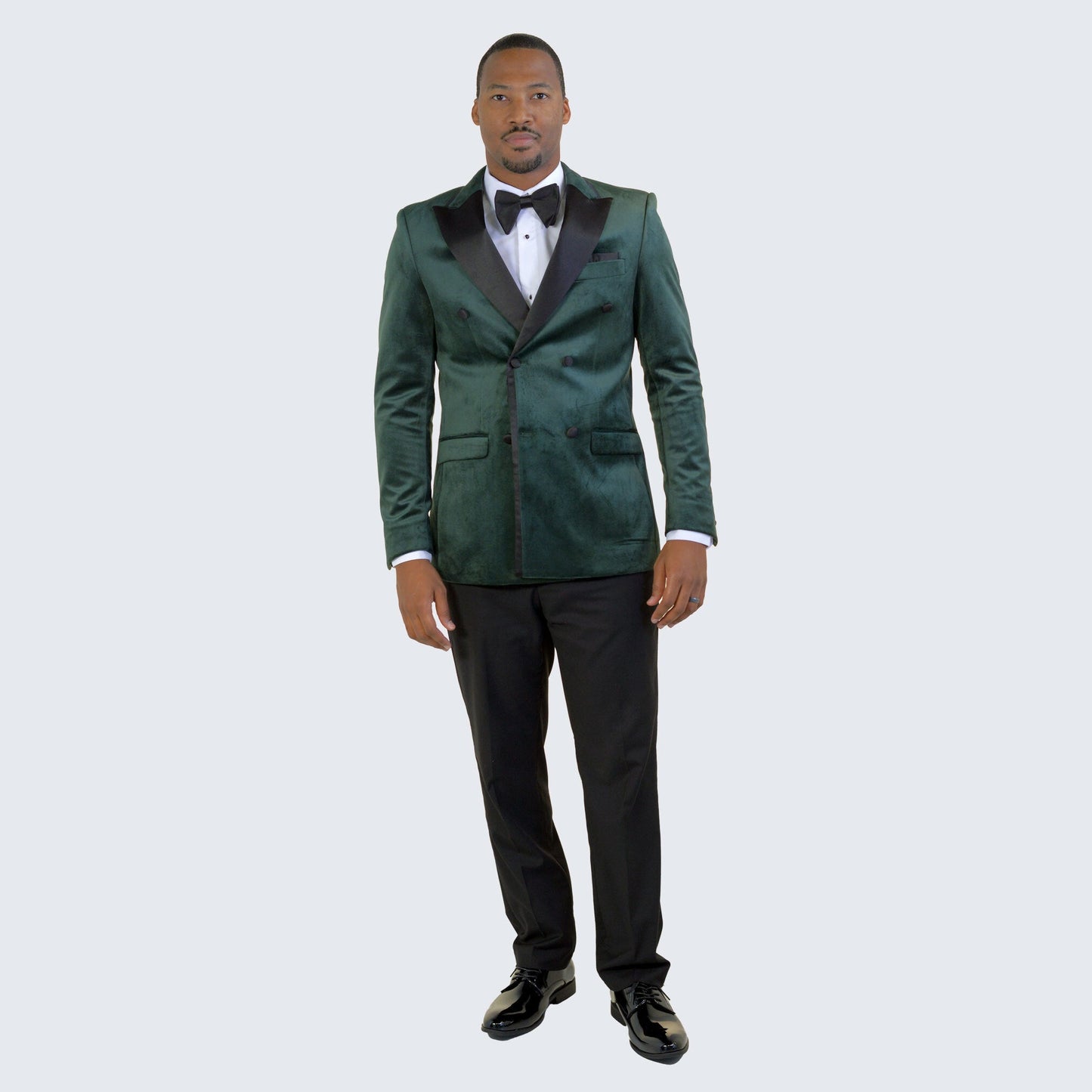 Green Velvet Tuxedo Jacket Double Breasted- Wedding - Prom