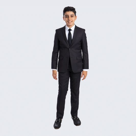 Boys Dark Grey Slim Fit 5-Piece Suit Set – Wedding & Ring Bearer