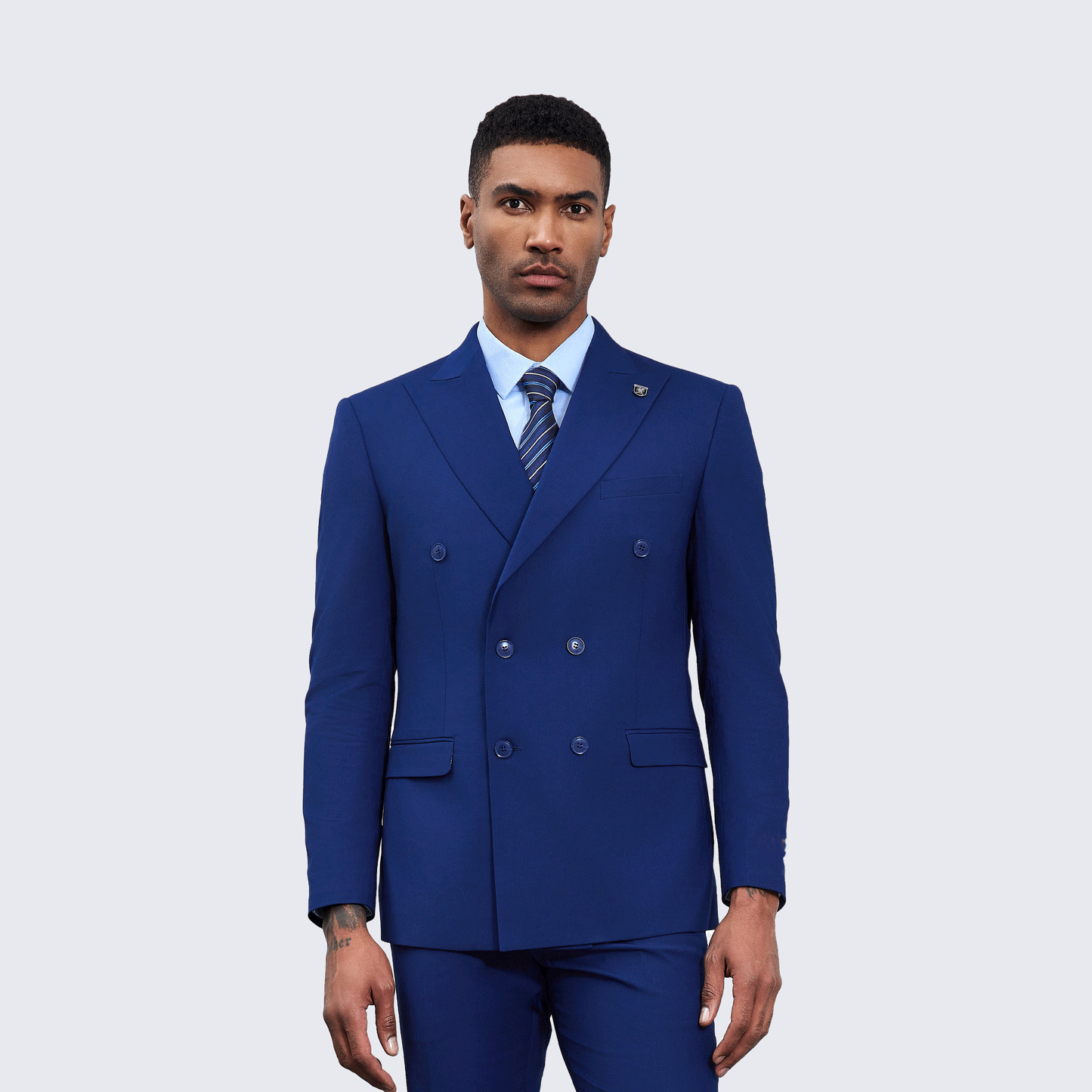 [DISCOUNTED] Men's Double Breasted Blue Suit by Stacy Adams - Limited Sizes