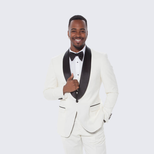 [DISCOUNTED] Ivory Tuxedo Slim Fit with Large Shawl Lapel by Stacy Adams - Limited Sizes