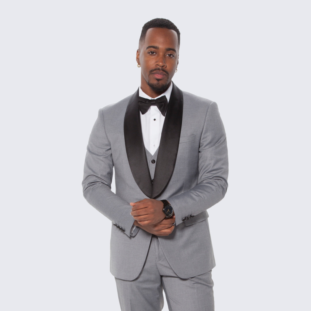 [DISCOUNTED] Grey Tuxedo Slim Fit with Large Shawl Lapel by Stacy Adams - Limited Sizes