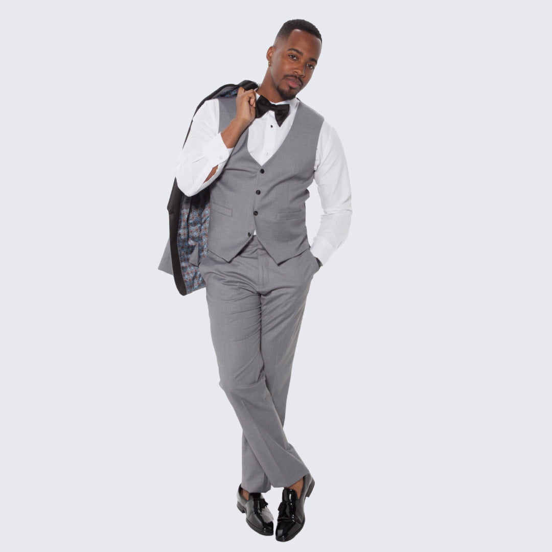 [DISCOUNTED] Grey Tuxedo Slim Fit with Large Shawl Lapel by Stacy Adams - Limited Sizes